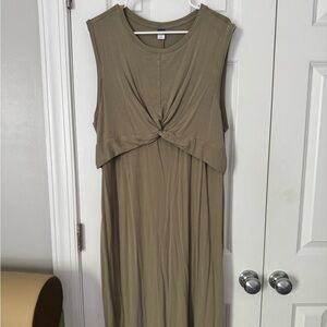 Sleeveless Olive Green Maternity Dress